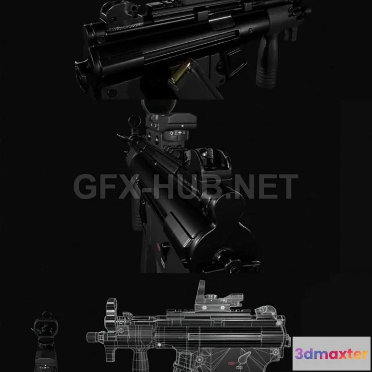 1185482 - PBR Game 3D Model - Hk Mp5k PBR