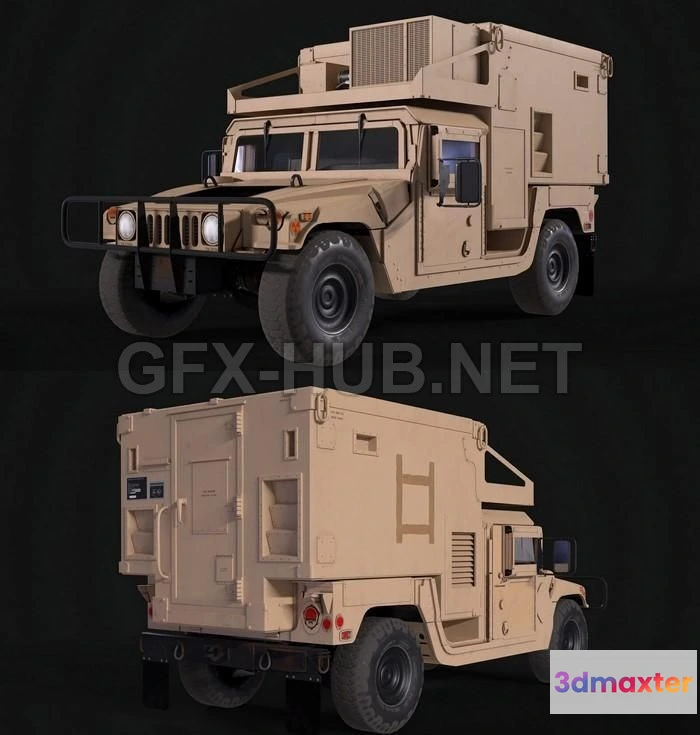 1185494 - PBR Game 3D Model - HMMWV Shelter humvee