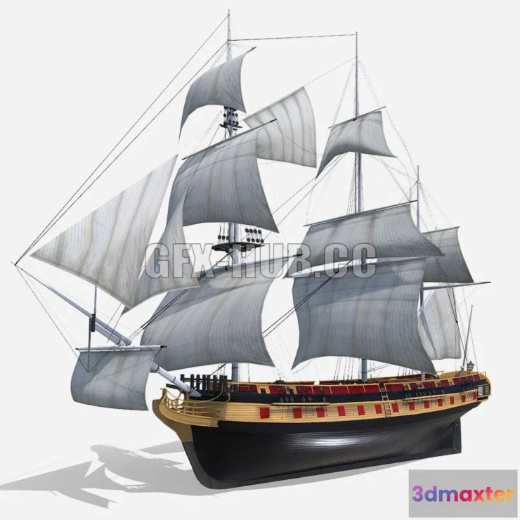 1185496 - PBR Game 3D Model - HMS Bounty Low-poly