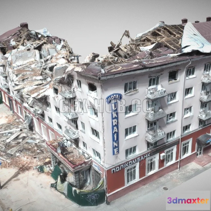 1185542 - PBR Game 3D Model - Hotel Ukraine Chernihiv city