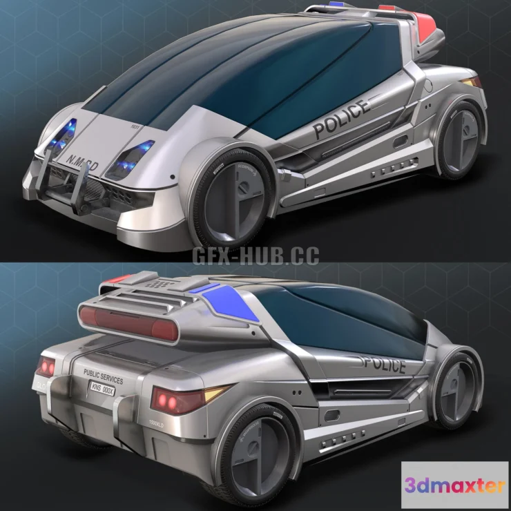 1185560 - PBR Game 3D Model - HuCiv Genet Police Car