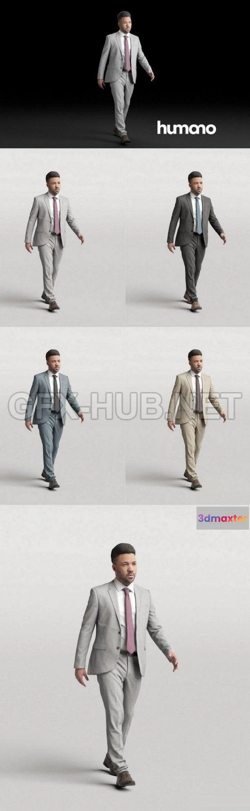 1185594 - PBR Game 3D Model - Humano Elegant Man Walking and talking 0302