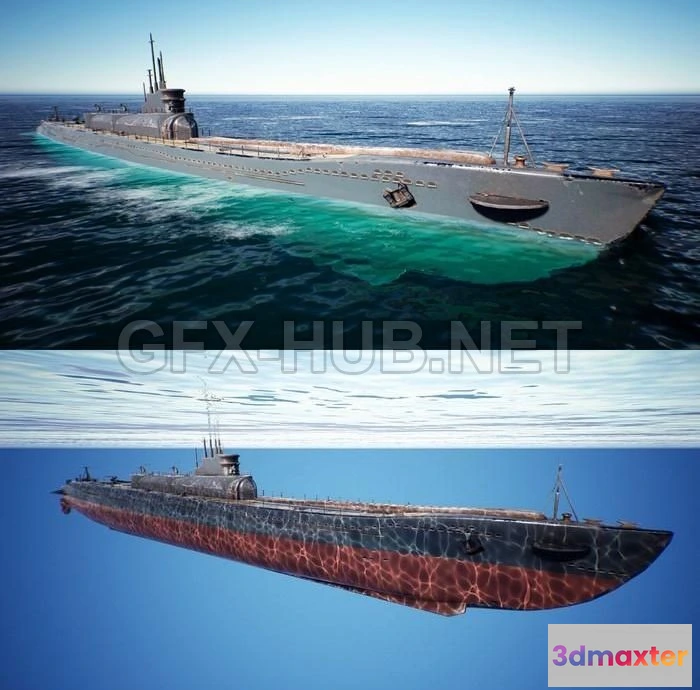1185644 - PBR Game 3D Model - IJN I400 Submarine