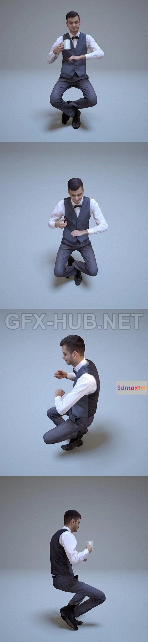 1185662 - PBR Game 3D Model - Indian Business Man Sitting Low-poly