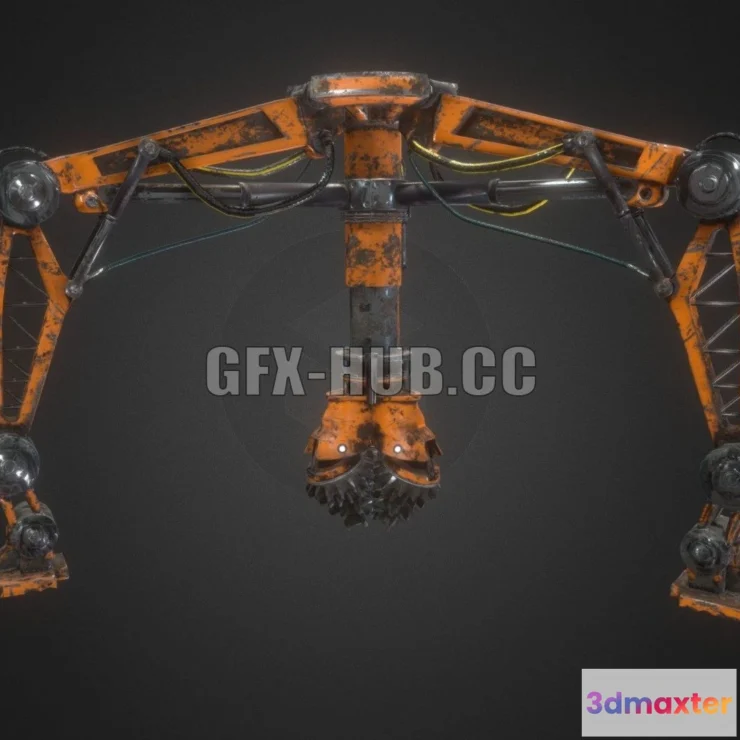 1185686 - PBR Game 3D Model - Industrial Mining Drill