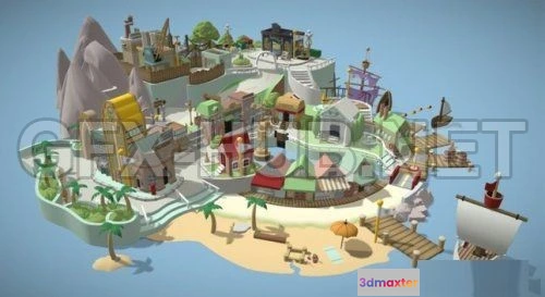 1185714 - PBR Game 3D Model - Inkwell Isle