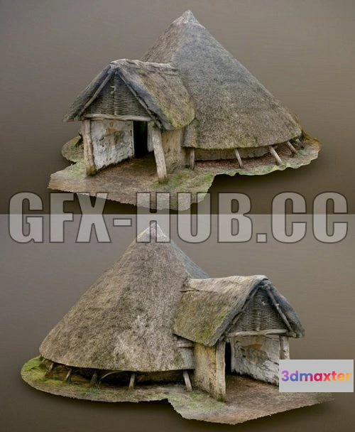 1185752 - PBR Game 3D Model - Iron Age Roundhouse Reconstruction