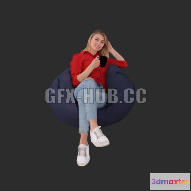 1185772 - PBR Game 3D Model - Isabelle posed 004 casual sitting