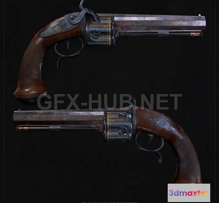 1185782 - PBR Game 3D Model - Italian Collier Revolver