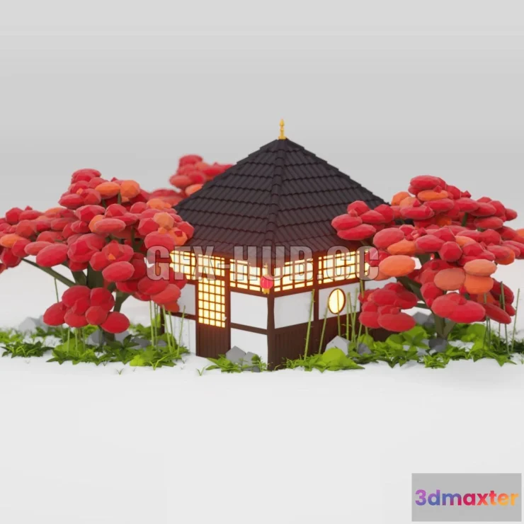 1185814 - PBR Game 3D Model - Japanese House