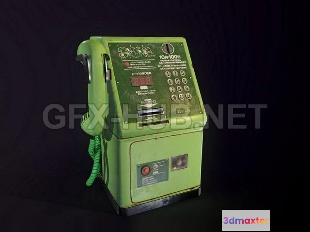 1185818 - PBR Game 3D Model - Japanese Public Telephone