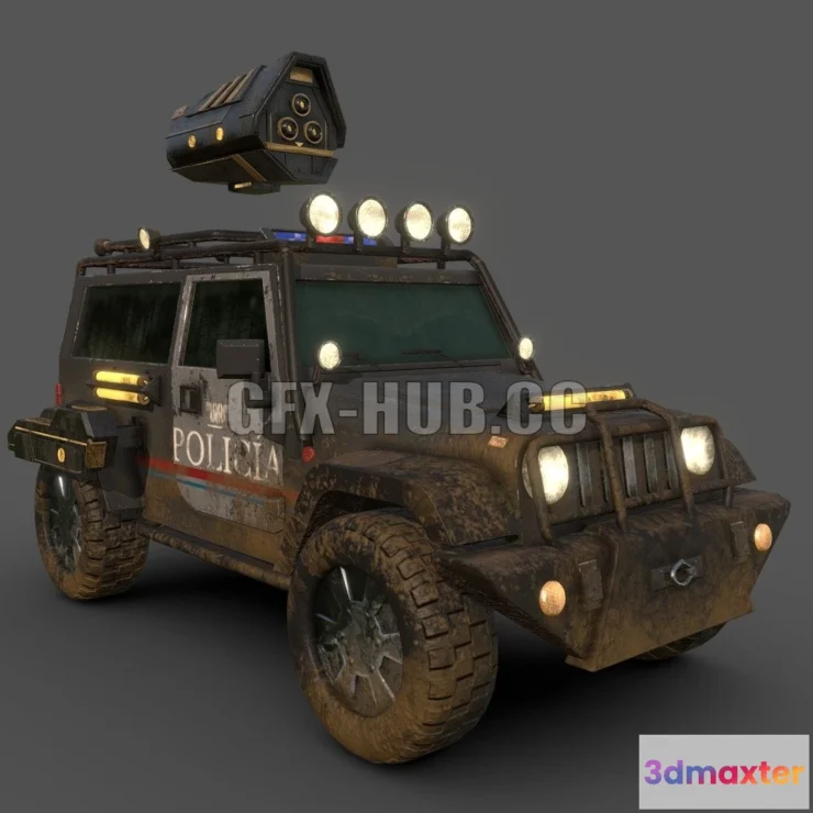 1185838 - PBR Game 3D Model - Jeep Police Car