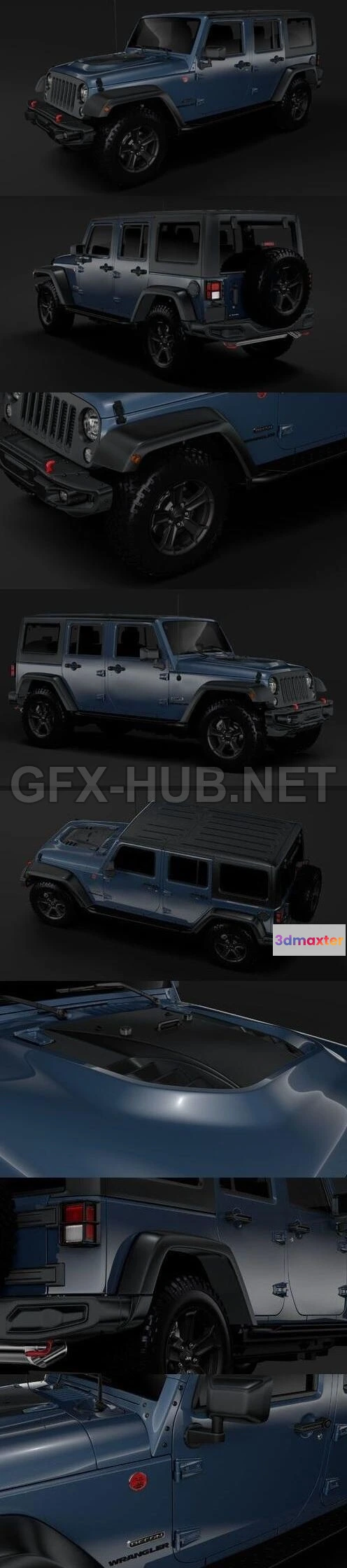 1185846 - PBR Game 3D Model - Jeep Wrangler Unlimited Rubicon Recon JK 2017