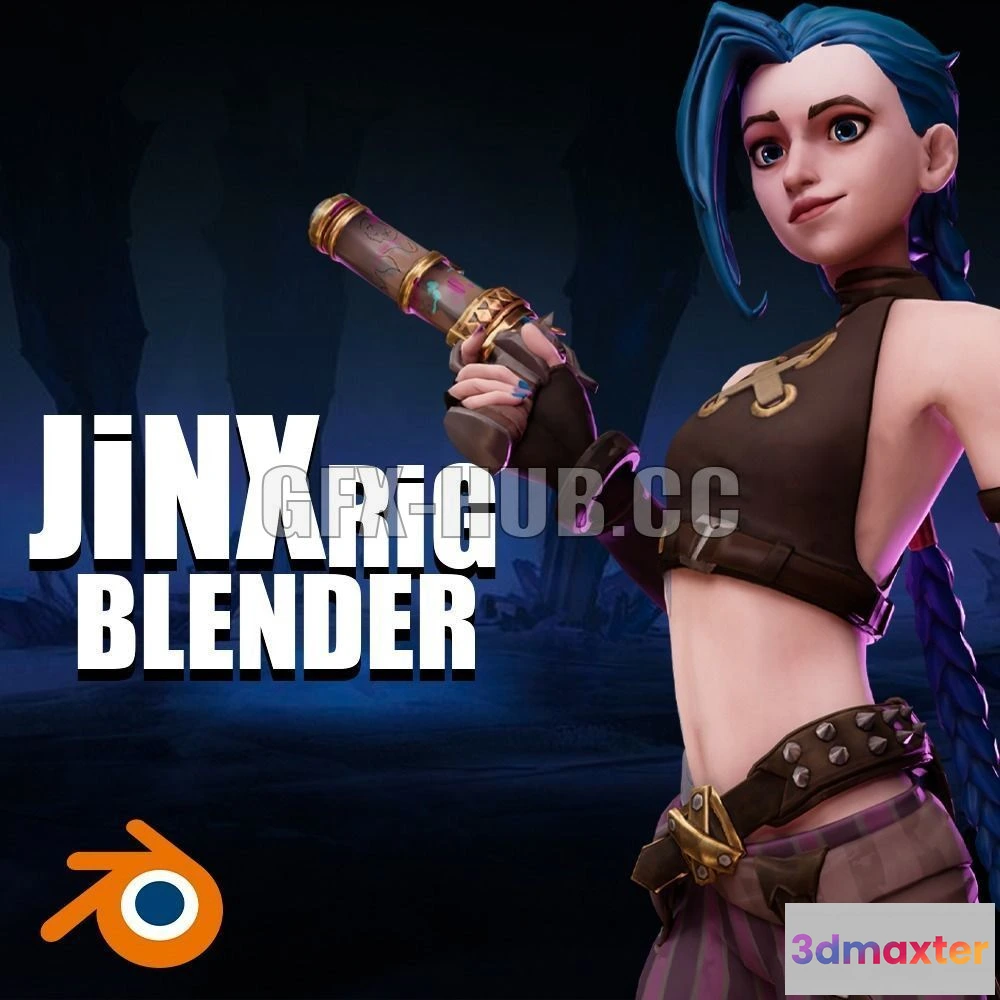 1185858 - PBR Game 3D Model - Jinx Character Rig Blender