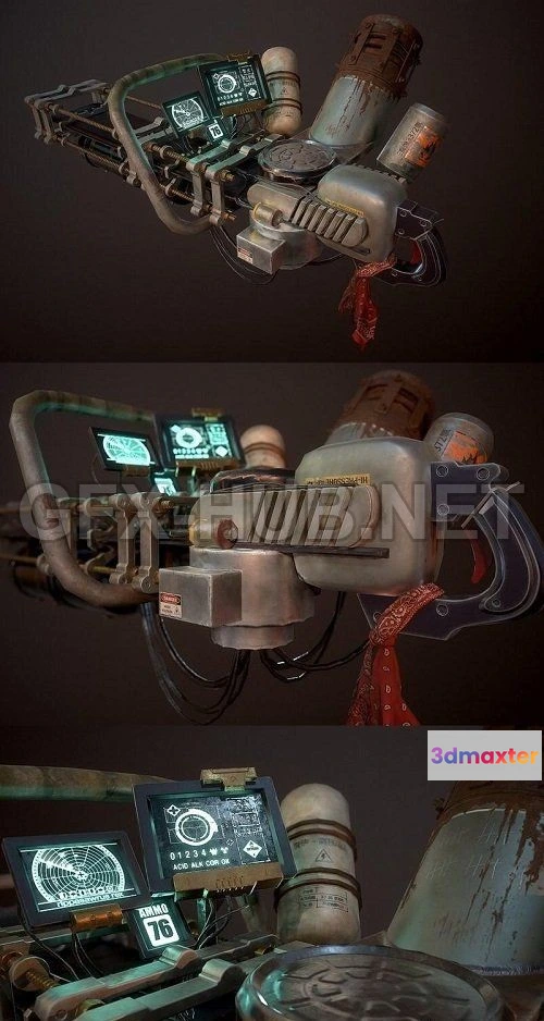 1185896 - PBR Game 3D Model - Junker Gun (max, fbx, obj)