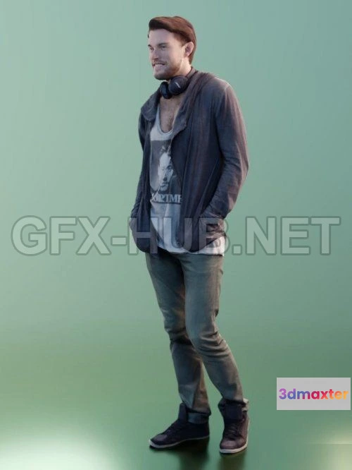 1185980 - PBR Game 3D Model - Kenneth 10065 - Standing Casual Guy Low-poly