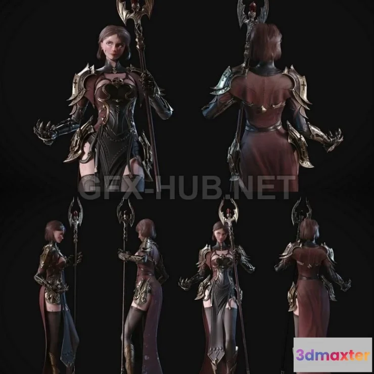 1186014 - PBR Game 3D Model - Knight girl