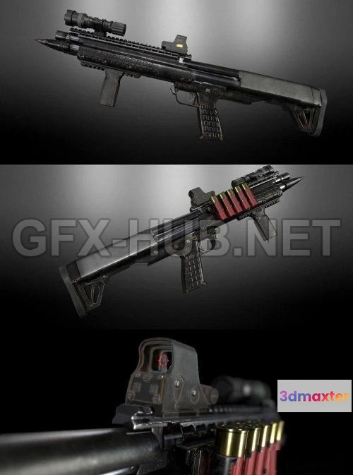 1186064 - PBR Game 3D Model - KSG SHOTGUN PBR