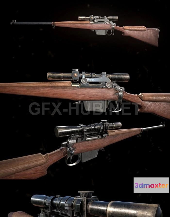 1186084 - PBR Game 3D Model - L42A1 Sniper Rifle PBR