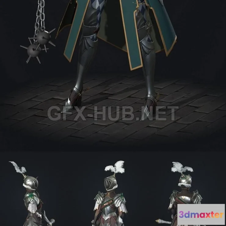 1186100 - PBR Game 3D Model - Lady Knight