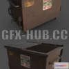 1186136 - PBR Game 3D Model - Large Metal Industrial Garbage Bin