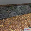 1186158 - PBR Game 3D Model - Leaf covered sidewalk with stone wall