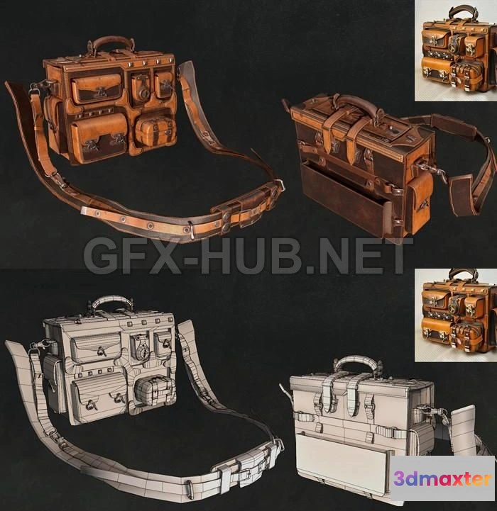 1186168 - PBR Game 3D Model - Leather Bag 2