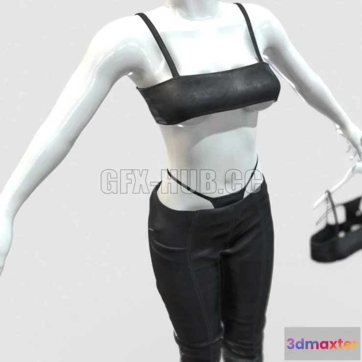 1186174 - PBR Game 3D Model - Leather Female Clothing