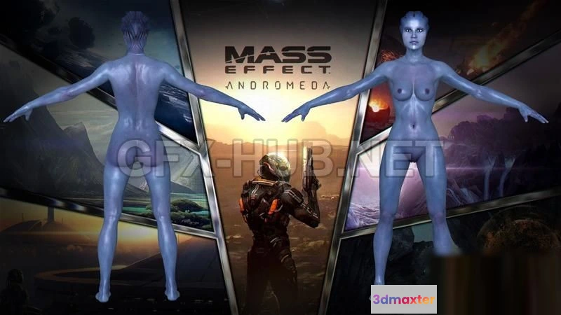 1186224 - PBR Game 3D Model - Lexi T’Perro Nude - Mass Effect Andromeda
