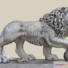 1186274 - PBR Game 3D Model - Lion with ball Sculpture