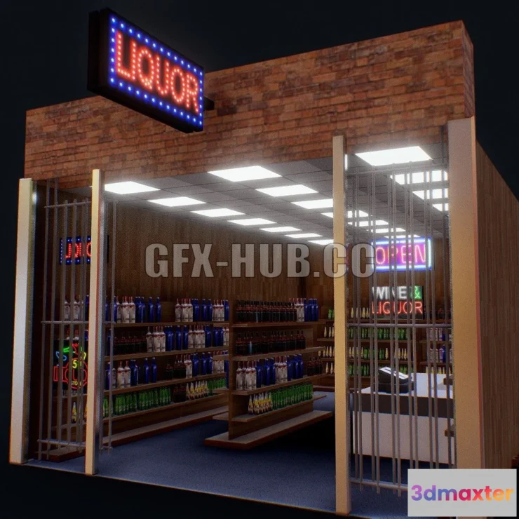 1186276 - PBR Game 3D Model - Liquor Store Interior