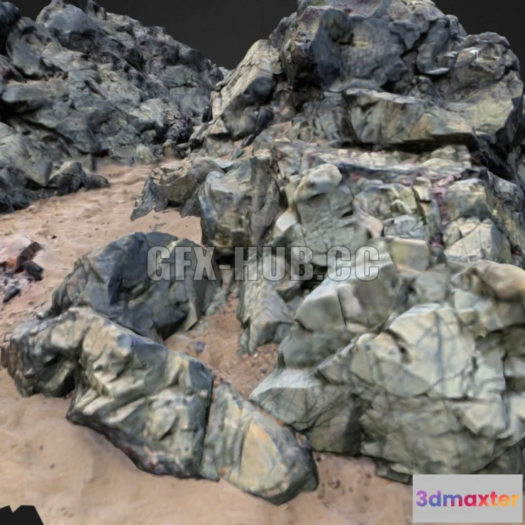 1186282 - PBR Game 3D Model - llanddwyn Rock formation