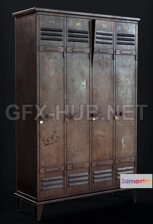 1186294 - PBR Game 3D Model - Lockers Game Ready PBR