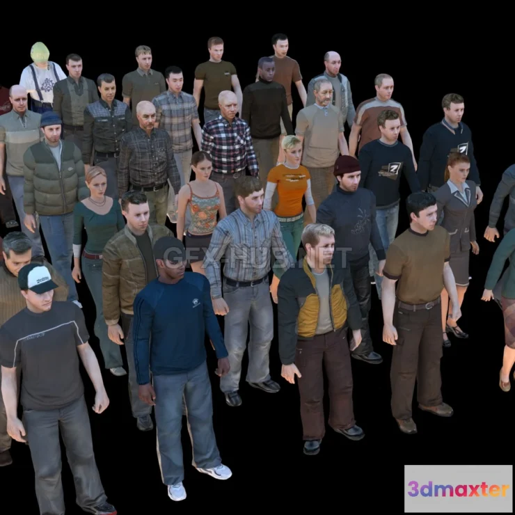 1186330 - PBR Game 3D Model - Lo-Poly people