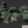 1186350 - PBR Game 3D Model - Low poly Black Beach Rock Collection 210210