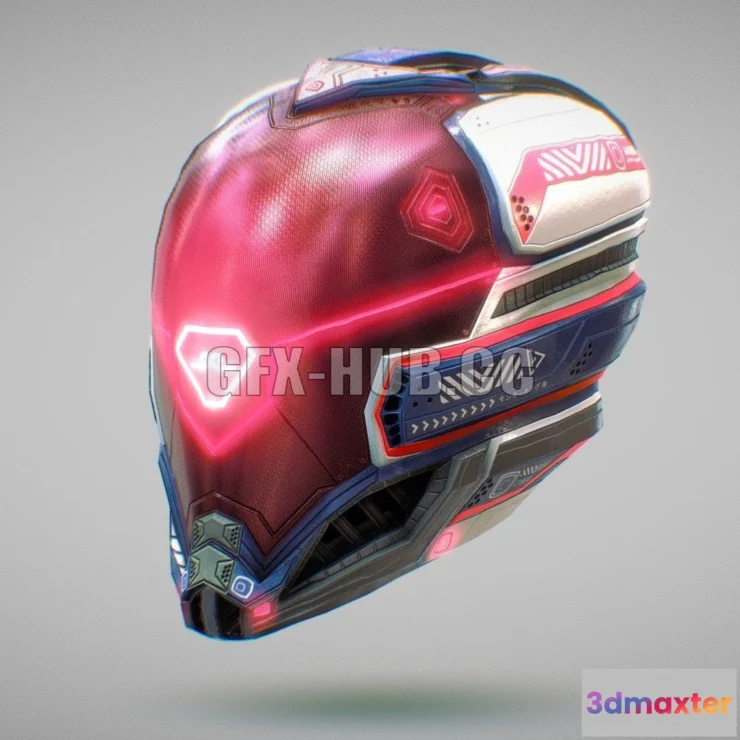 1186358 - PBR Game 3D Model - Low Poly Cyberpunk Helmet