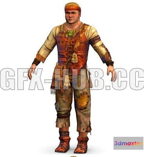 1186366 - PBR Game 3D Model - Low Poly model Man Farmer Character v2