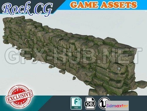 1186372 - PBR Game 3D Model - Low poly Stone Wall (obj, fbx)