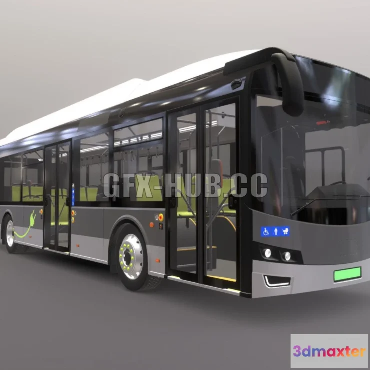 1186376 - PBR Game 3D Model - Low-Floor Electric City Bus [Full Interior]