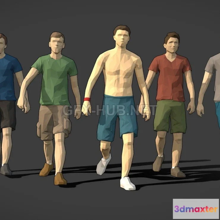 1186392 - PBR Game 3D Model - Lowpoly Rigged Male Essentials