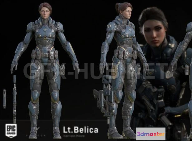 1186406 - PBR Game 3D Model - Lt. Belica - Paragon