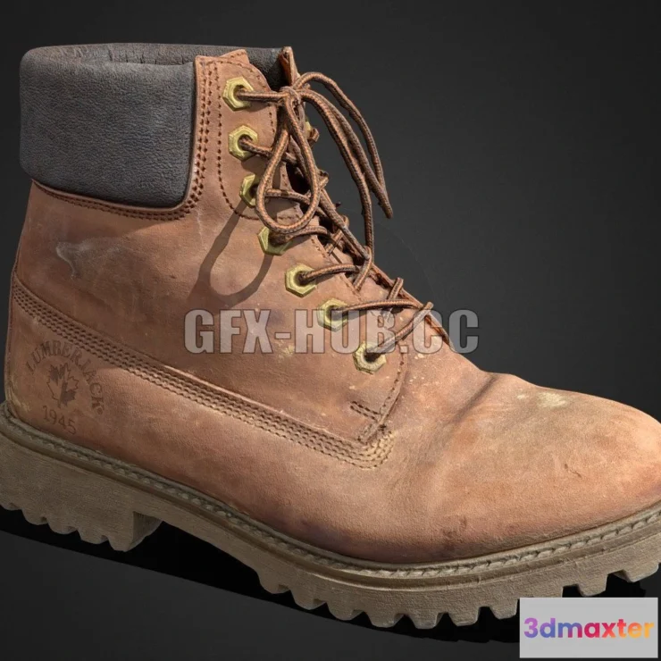 1186420 - PBR Game 3D Model - Lumberjack Boot (used)