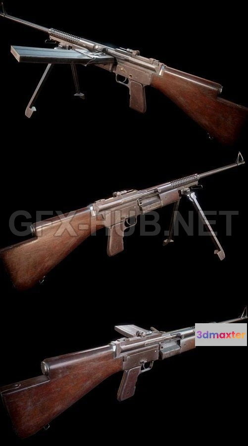 1186456 - PBR Game 3D Model - M1941 LMG PBR