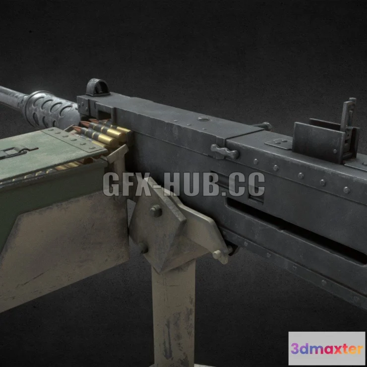 1186464 - PBR Game 3D Model - M2 Browning 50 Cal Machine Gun