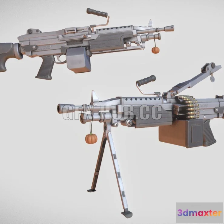 1186480 - PBR Game 3D Model - M249 the pumpkin blaster