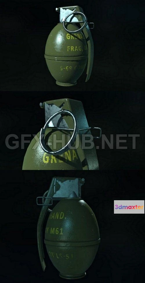 1186482 - PBR Game 3D Model - M26 grenade