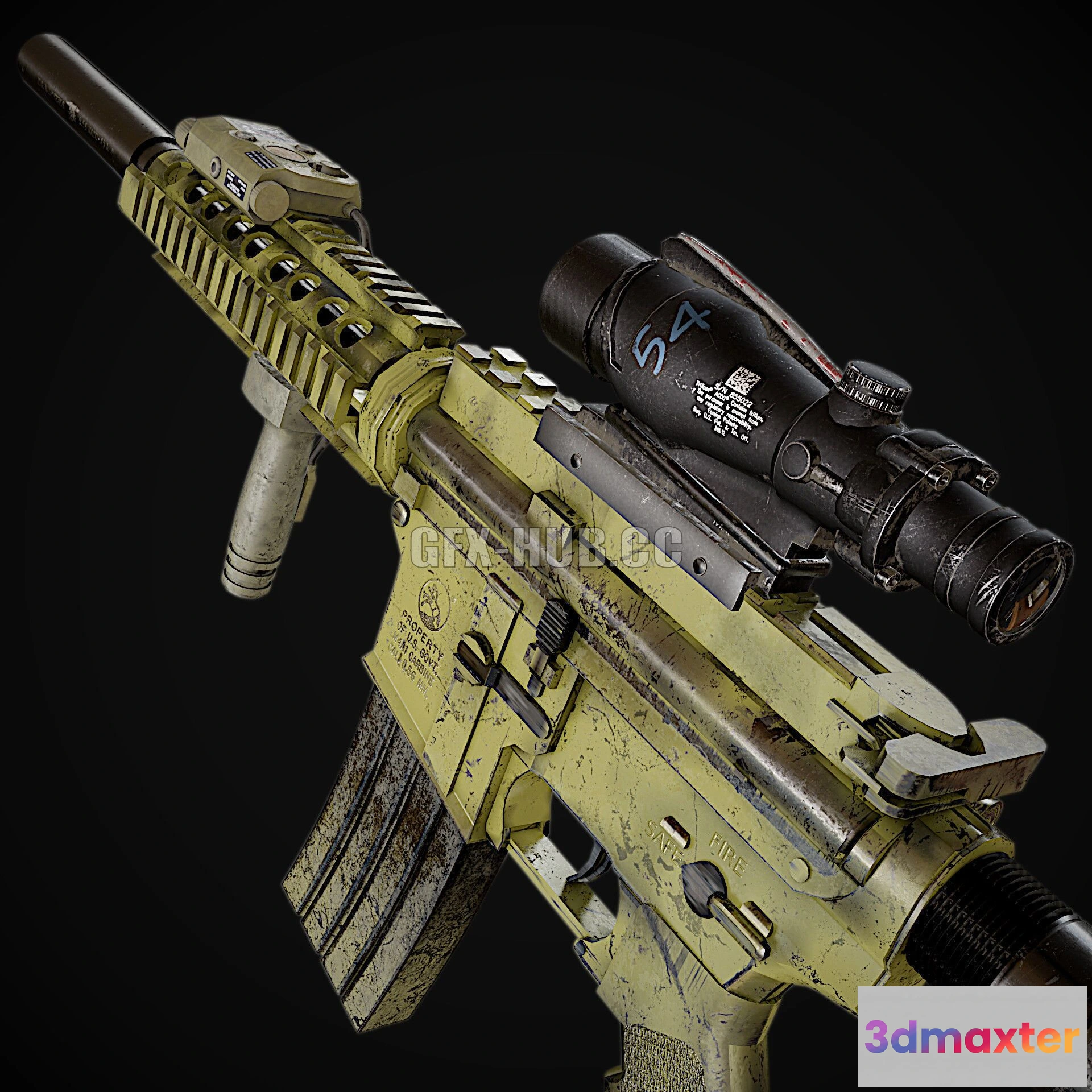 1186494 - PBR Game 3D Model - M4 Carabine