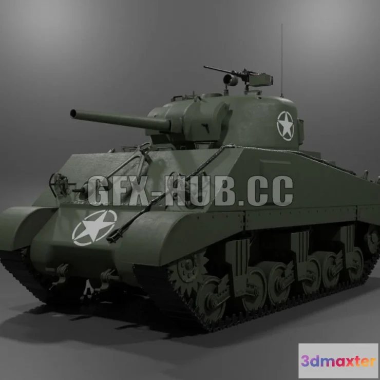 1186520 - PBR Game 3D Model - M4A2 Sherman Medium Tank