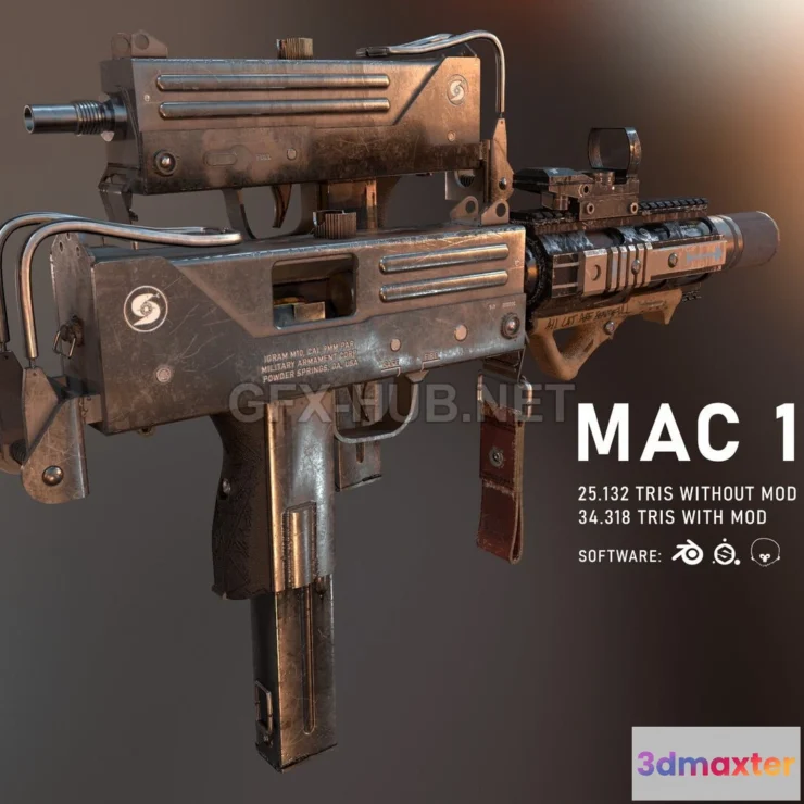 1186536 - PBR Game 3D Model - MAC-10