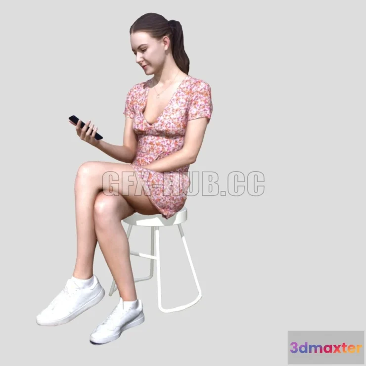 1186556 - PBR Game 3D Model - Maddie 2155 Woman Sitting